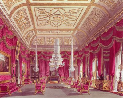 The Crimson Drawing Room，Carlton House，来自Pyne的&39;Royal Residences&39;，1818年 作者 威廉·亨利·佩恩