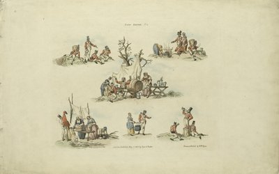 Camp Scenes，1803（彩色蚀刻） 作者 佩恩之后的威廉·亨利