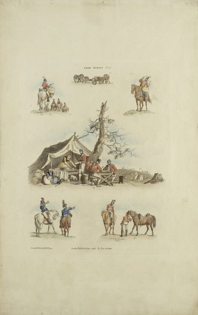Camp Scenes，1803（彩色蚀刻） 作者 佩恩之后的威廉·亨利