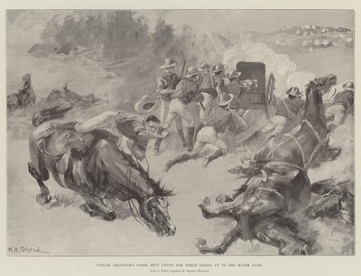 撒切尔船长的马在他身下射击，同时骑到马克西姆枪上 作者 William Heysham Overend
