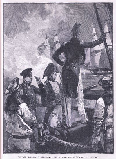 沃波尔上尉拦截萨尔达尼亚公爵的船只 作者 William Heysham Overend