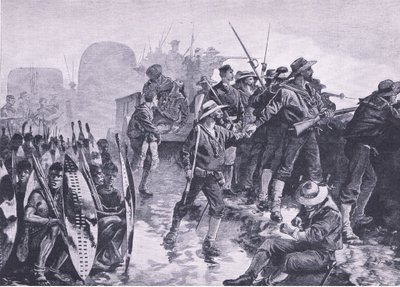 1915年，英国陆地和海上战役的插图为祖鲁人的攻击辩护 作者 威廉·海沙姆·奥弗兰德