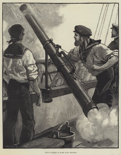 在HMS Monarch上射击火箭队 作者 William Heysham Overend