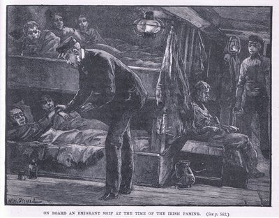 在1846年爱尔兰饥荒时的一艘移民船上 作者 William Heysham Overend