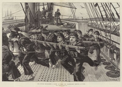 我们的未来Bluejackets，在Ryde的训练船水星的场景 作者 William Heysham Overend