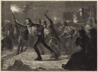 Skating on the Serpentine by torchlight (engraving) 作者 威廉·海沙姆·奥弗兰德
