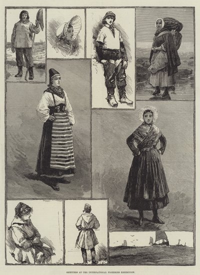 国际渔业展览会上的草图 作者 William Heysham Overend