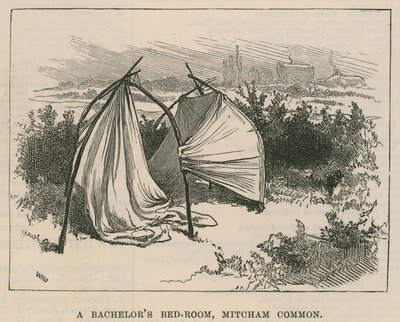 吉普赛生活的草图;一个单身汉的卧室，Mitcham Common 作者 威廉·海沙姆·奥弗兰德