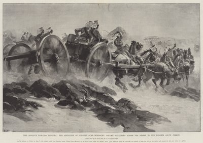 向东戈拉前进，伯恩 - 默多克上校炮兵的炮台穿过沙漠奔向费城上方的高地 作者 威廉·海沙姆·奥弗兰德