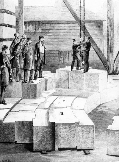新埃迪斯通灯塔：奥雷斯顿的石头建筑，1879年“插图伦敦新闻”的插图 作者 威廉·海沙姆·奥弗兰德
