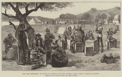 尼罗河远征队，与卫兵骆驼兵团一起前往东戈拉的途中，在阿卡什的停止 作者 威廉·海沙姆·奥弗兰德