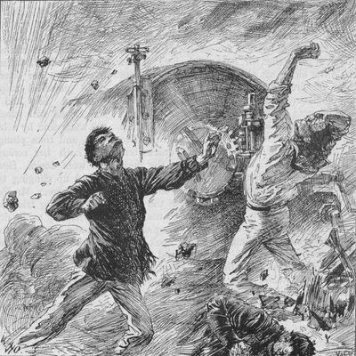 炮弹在她的弓箭枪中爆炸，1902年 作者 威廉·海沙姆·奥弗兰德
