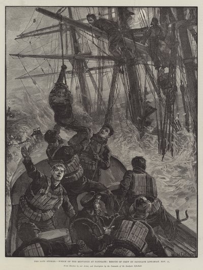 已故的风暴，Sandgate的Benvenue残骸，Sandgate Life-Boat救援船员，11月11日 作者 威廉·海沙姆·奥弗兰德