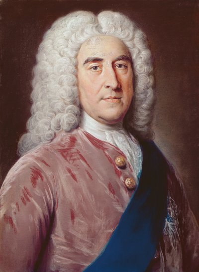 Thomas Pelham Holles的肖像（1693-1768）莱姆河下的纽卡斯尔公爵（纸上粉彩） 作者 威廉·霍尔