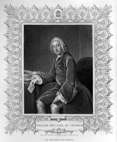 查特姆第一伯爵威廉·皮特的肖像，由威廉·霍尔（William Holl the Younger）刻（1807-71） 作者 威廉·霍尔