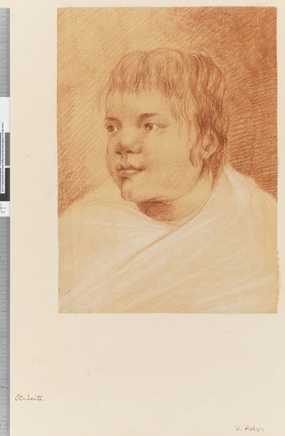 Page 18 Otaheite native，1768-75（红白粉笔） 作者 威廉·霍奇斯