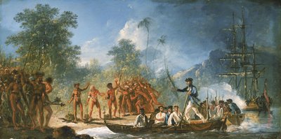 在新赫布里底群岛之一的塔纳（Tanna）登陆 作者 威廉·霍奇斯