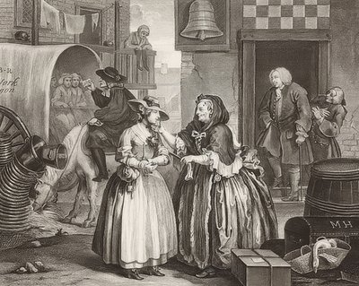 妓女的进步-妓女之路，工作表1：到达伦敦。 1732 作者 威廉·霍加斯