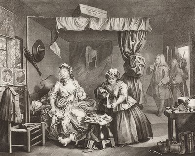 妓女的进步-妓女的方式，工作表3：被捕。 1732 作者 威廉·霍加斯