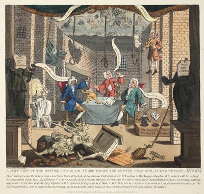 1724年英国舞台或三个头的正面视图比一个更好，来自&39;Hogarth Restored：着名的William Hogarth的全部作品，由托马斯库克重新雕刻&39;，酒吧。 181 作者 威廉·霍加斯