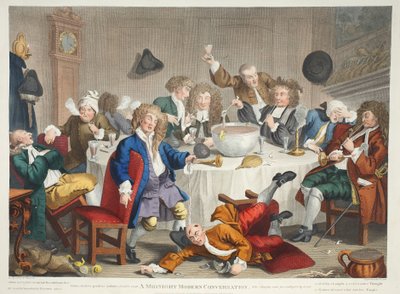午夜现代对话，来自&39;Hogarth Restored：The Whole Works of the famous William Hogarth，由Thomas Cook&39;重新雕刻，酒吧。 1812年（手工雕刻） 作者 威廉·霍加斯