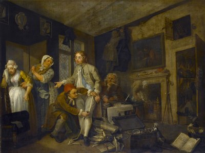 耙子的进展I：占有他的遗产的耙子，1733年 作者 威廉·霍加斯