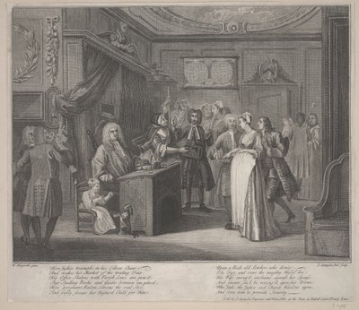 一名妇女向严重公民宣誓就职，约1730-35年（蚀刻） 作者 威廉·霍加斯
