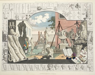 分析美女，板块1，插图来自&39;Hogarth Restored：The Whole Works of the famous William Hogarth，由Thomas Cook&39;重新雕刻，酒吧。 1812年（手工雕刻） 作者 威廉·霍加斯