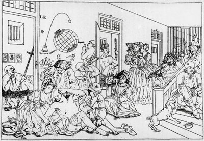 疯人院，雕刻自系列耙的进步，威廉·霍加斯 (1697-1764) 作者 威廉·霍加斯