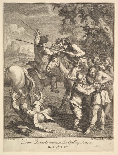 唐·吉x德（Don Quixote）为唐·吉x德（Don Quixote）发行《厨房奴隶六个插图》，1756年或之后。 作者 威廉·霍加斯