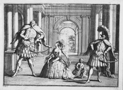 Farinelli，Cuzzoni和Senesino在Handel的&39;Flavio&39;中，c.1728 作者 威廉·霍加斯