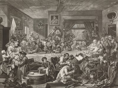 一次选举的四张印刷品。表格1：选举娱乐活动。 1755 作者 威廉·霍加斯