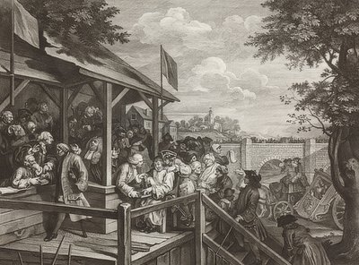 一次选举的四张印刷品。表格3：投票。 1758 作者 威廉·霍加斯