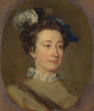 戴羽绒帽的女孩，约1740年。 作者 威廉·霍加斯