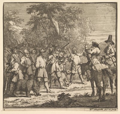 Hudibras First Adventure塞缪尔·巴特勒（Samuel Butlers）的十七幅小插图Hudibras，n ...，1721-26。 作者 威廉·霍加斯