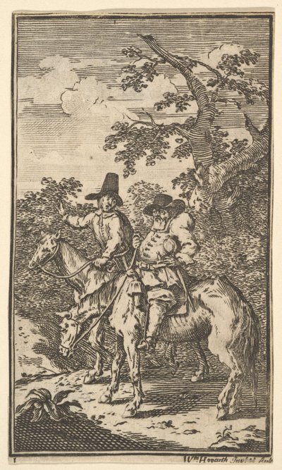 休迪布拉斯（Hudibras Sallying）为塞缪尔·巴特勒（Samuel Butlers）绘制的十七幅小插图休迪布拉斯，编号...，1721-26。 作者 威廉·霍加斯