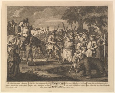 Hudibrass第一次冒险，塞缪尔·巴特勒（Samuel Butlers）的十二幅大型插图Hudibras，Pl ...，1725-68。 作者 威廉·霍加斯