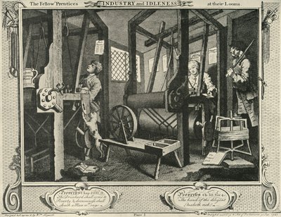 织布工车间的内部，1747年，1925年。 作者 威廉·霍加斯