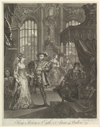 亨利八世国王和安娜·布伦（ca. 1728。 作者 William Hogarth