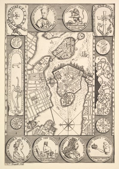 斯德哥尔摩Aubry de La Mottrayes地图遍及欧洲，亚洲并进入Part ...，1723-24。 作者 威廉·霍加斯