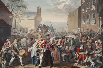 3月的卫兵到芬奇利，插图来自&39;Hogarth Restored：The Whole Works of the famous William Hogarth，由Thomas Cook&39;重新雕刻，酒吧。 1812年（手工雕刻） 作者 威廉·霍加斯