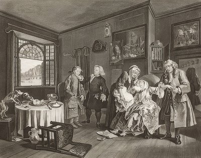 时尚婚姻。表格6：夫人的死亡-伯爵夫人的自杀。 1745年 作者 威廉·霍加斯