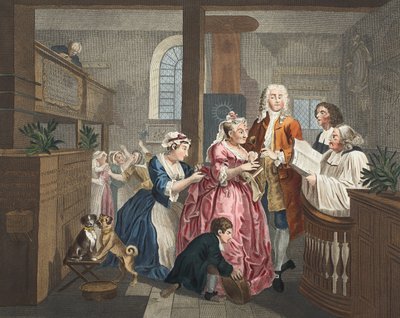 嫁给一位老女仆，从&39;A Rake&39;s Progress&39;中获得第五版，来自&39;Hogarth Restored：着名的William Hogarth的全部作品，由Thomas Cook&39;重新雕刻，酒吧。 1812年（手工着色 作者 威廉·霍加斯