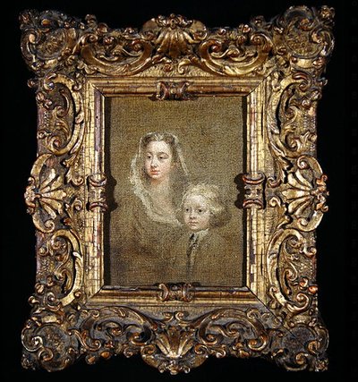 玛丽-爱德华兹-汉密尔顿和她的儿子杰拉德-安妮（布面油画） 作者 威廉·霍加斯