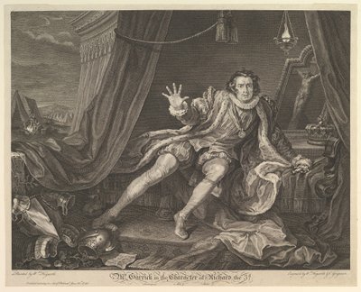 加里克先生（Richard III角色），1746年6月20日。 作者 威廉·霍加斯