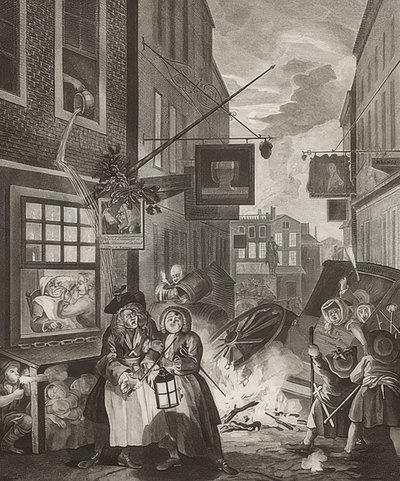 晚上来自：每日四次。 1738 作者 威廉·霍加斯