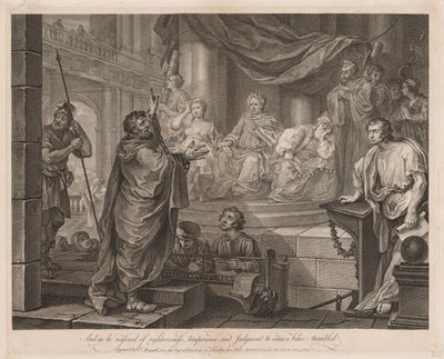 保罗在费利克斯大盘子之前，1752年。 作者 William Hogarth