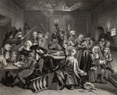 1833年出版的“威廉·霍加斯的作品”中的“A Rake&39;s Progress”中的第六版游戏场景 作者 威廉·霍加斯