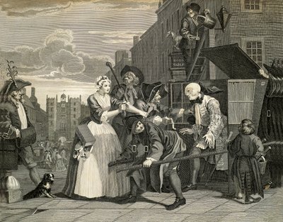 伦敦的街景，威廉-霍加斯（1697-1764），雕刻，英国 作者 威廉·霍加斯
