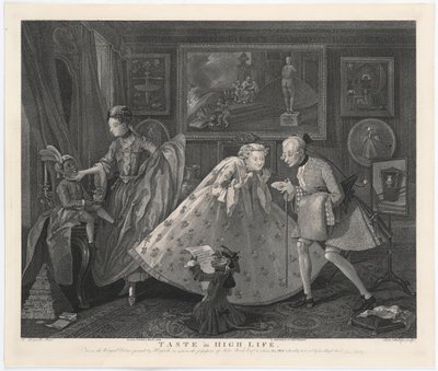 品味高尚生活，由Samuel Phillips雕刻，1808年 作者 威廉·霍加斯